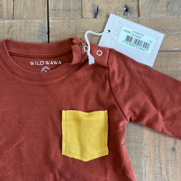 Wild Wawa rust long sleeve pocket tee nwt - Picture 2 of 5